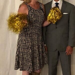 Perceptions New York Sleeveless Dress Black & Taupe Color Size Small